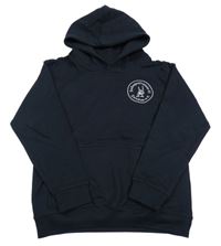 Tmavomodrá mikina s potiskem a kapucí AWDis