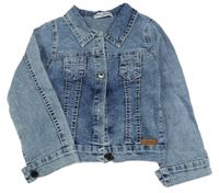 Modrá riflová lehká bunda s kamínky