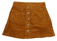 Medová manšestrová propínací sukně C&A