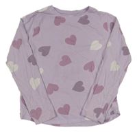 Fialové pyžamové triko se srdíčky 