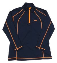 Tmavomodro-oranžová thermo mikina s nápisem Snoxx