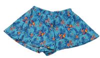 Modré sukňové kraťasy s listy a papoušky Next