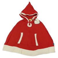 Nové - červeno-smetanové svetrové pončo 