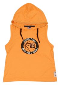 Neonově růžové lehké tílko s nápisem a kapucí 