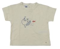 Smetanové tričko s velrybou Petit Bateau 