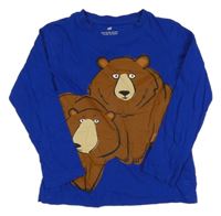 Tmavomodré triko s medvědy H&M