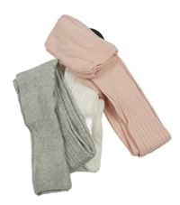 3 x punčocháče - šedé + bílé + růžové 