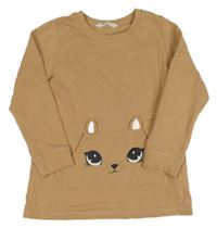 Hnědá mikina s kočkou H&M