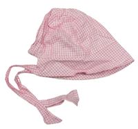 Růžovo-bílý kostičkovaný klobouk 