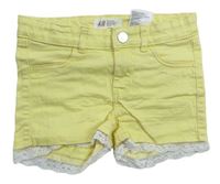 Žluté riflové kraťasy s krajkou H&M