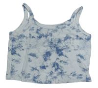 Světlemodro-bílý batikovaný žebrovaný crop top New Look