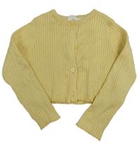 Žlutý propínací žebrovaný crop svetr Primark