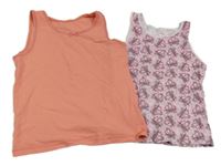 2x košilka - světlerůžová s kočáry + korálová 