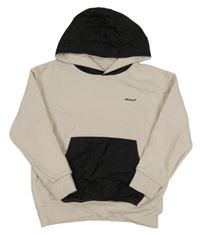 Světlebéžová mikina s nápisem a kapucí 