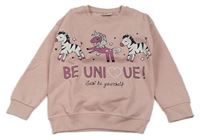 Světlerůžová mikina se zebrami a jednorožcem INFINITY KIDS