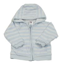 Světlemodro-bílá pruhovaná propínací podšitá mikina s kapucí C&A