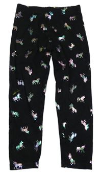 Černé teplákové legíny s jednorožci Peacocks