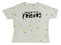 Bílé vzorované tričko s nápisem Zara