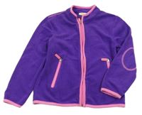 Fialová fleecová propínací mikina s růžovým lemem 