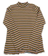 Růžovo-bílo-černé pruhované žebrované triko F&F