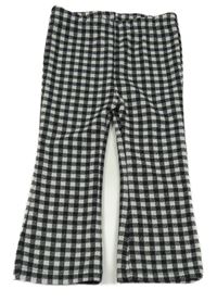 Černo-šedé kostkované flare kalhoty 