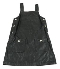 Černé koženkové šaty s kapsami Matalan