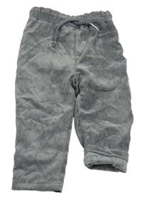 Šedé sametové podšité kalhoty 
