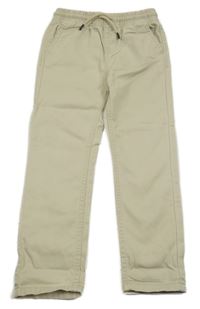 Světlebéžové plátěné slim kalhoty Denim Co.