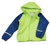 Neonově zeleno-tmavomodrá voděodolná jarní bunda s kapucí Helly Hansen