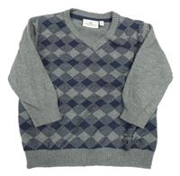 Tmavomodro-šedý vzorovaný lehký svetr Tom Tailor