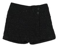 Černo-stříbrné pletené sukňové kraťasy Page one young