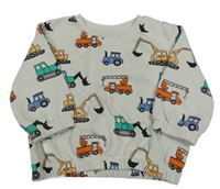 Béžovošedá mikina s bagry a traktory Primark