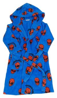 Modrý plyšový župan se Spidermanem a kapucí M&S