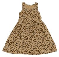 Hnědé bavlněné šaty s leopardím vzorem H&M
