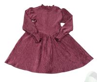 Tmavorůžové žebrované sametové šaty M&S