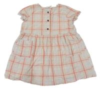 Bílo-růžovo-zelenkavé kostkované šaty H&M