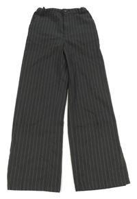 Tmavošedé pruhované straight kalhoty H&M