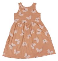 Broskvové bavlněné šaty s motýly H&M