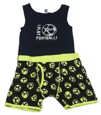 2set - Tmavomodrý nátělník + černo-žluté boxerky s míči