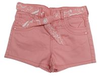 Korálové plátěné kraťasy s páskem Mothercare