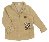 Béžová manšestrová košilová bunda s Mickeym Disney 