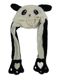 Bílo-černá kožešinová čepice - panda 