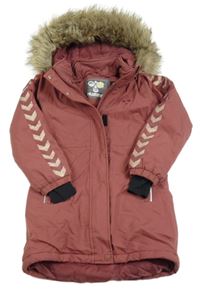 Růžová šusťáková zimní parka s odepínací kapucí Hummel
