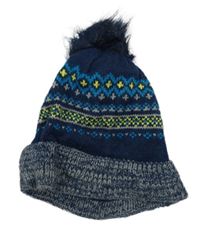 Tmavomodrá pletená podšitá čepice se vzorem Matalan