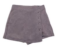 Světlerůžovo-tmavomodré vzorované sukňové kraťasy Zara