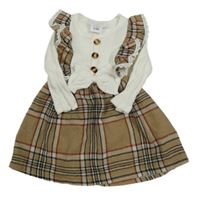 Kostkovano-bílé šaty s mašlí a volánky 