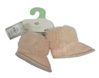 Nové - Světlerůžové pletené zateplené válenky Primark vel. 17