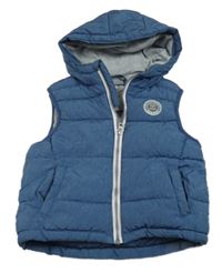 Modrá šusťáková zateplená vesta s kapucí Rebel