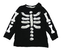 Černé triko s kostlivcem H&M