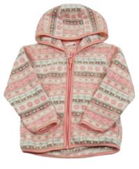 Barevná vzorovaná fleecová propínací mikina s kapucí Smile